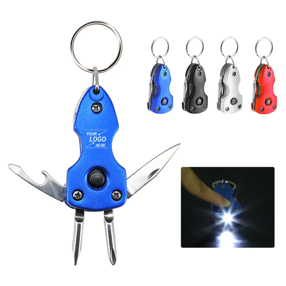 Multifunctional Foldable Pocket Tool w/LED Light and Keyring 1