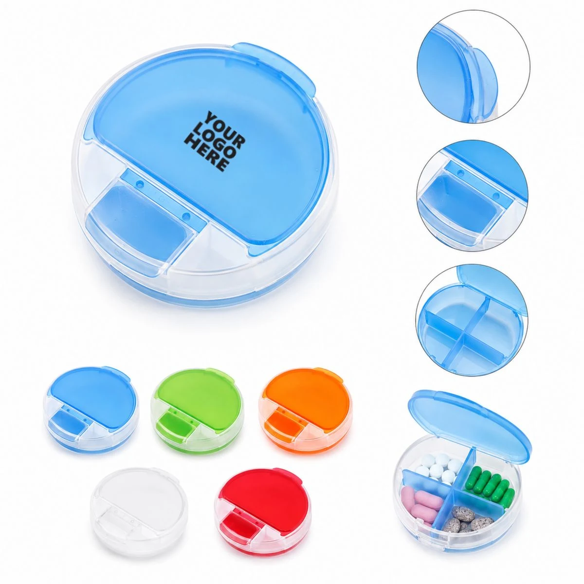 Sealed 4-Grid Round Pill Storage Box 1
