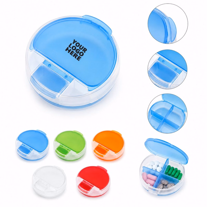 Sealed 4-Grid Round Pill Storage Box