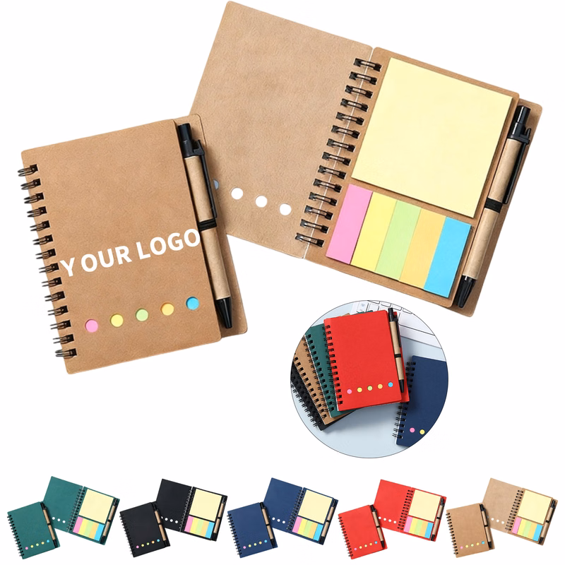 Spiral Note Pad With Sticky Notes Plus Pen