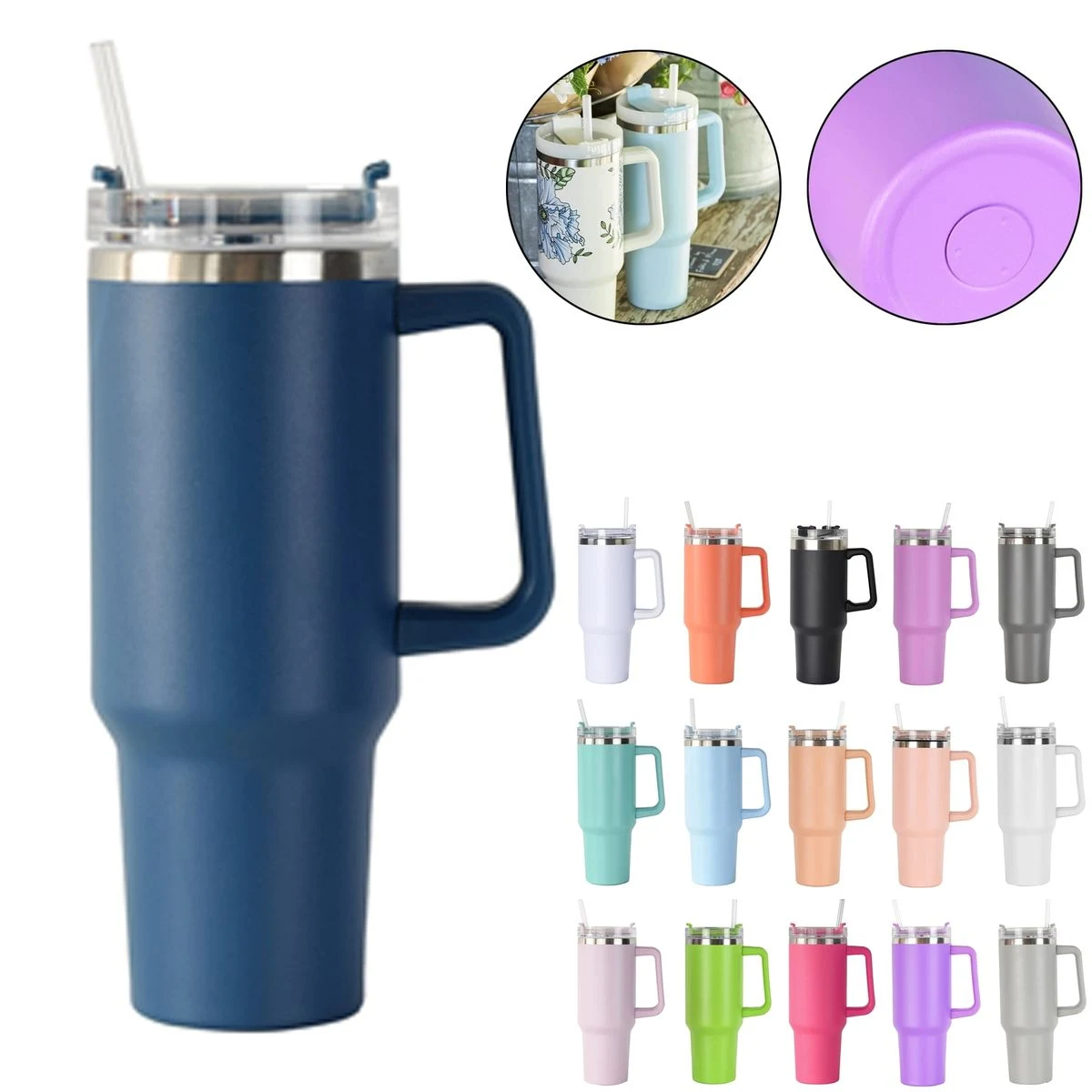 40oz Tumbler with Handle and Lid 1