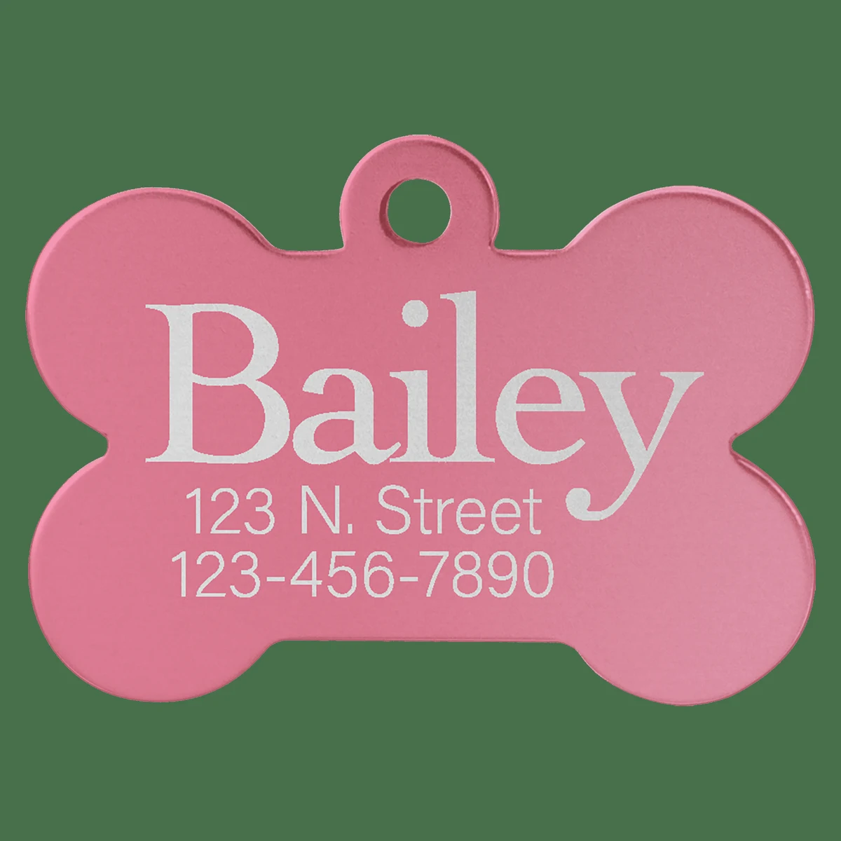 1 1/4" x 3/4" Pink Anodized Aluminum Bone Pet Tag 1