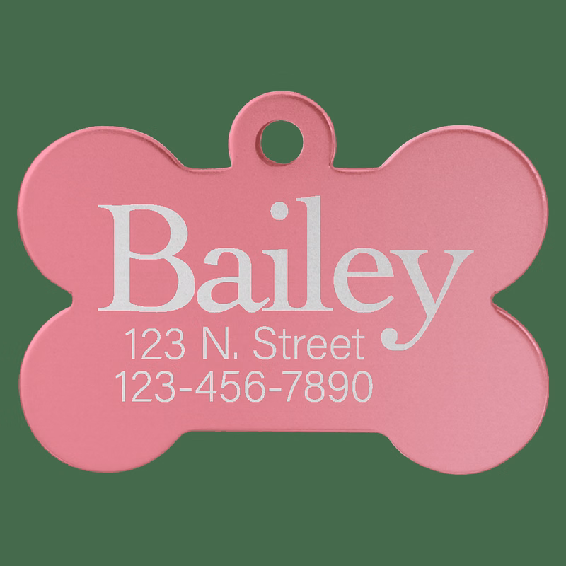 1 1/4" x 3/4" Pink Anodized Aluminum Bone Pet Tag