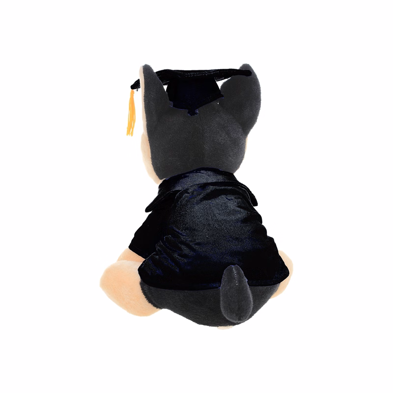 Soft Plush Sitting German Shepard wearing a Graduation Cap & Gown