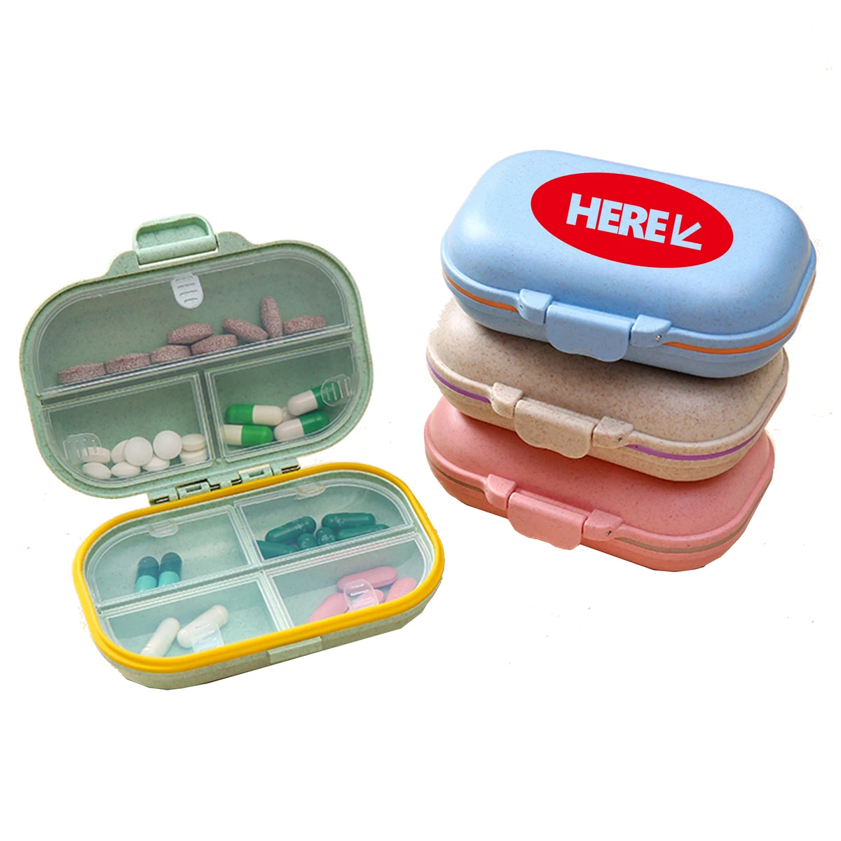 Wheat Portable 7-Compartment Pill Box 1