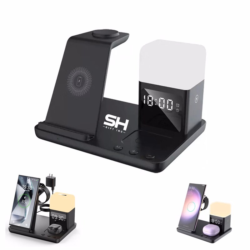 6 in 1 Fast Watch Charger with Alarm Clock-Night Light