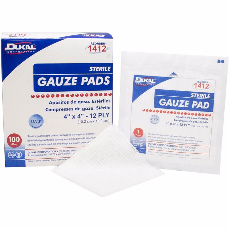 Sterile Gauze Pads - 4" x 4" 12-Ply 100 Pack