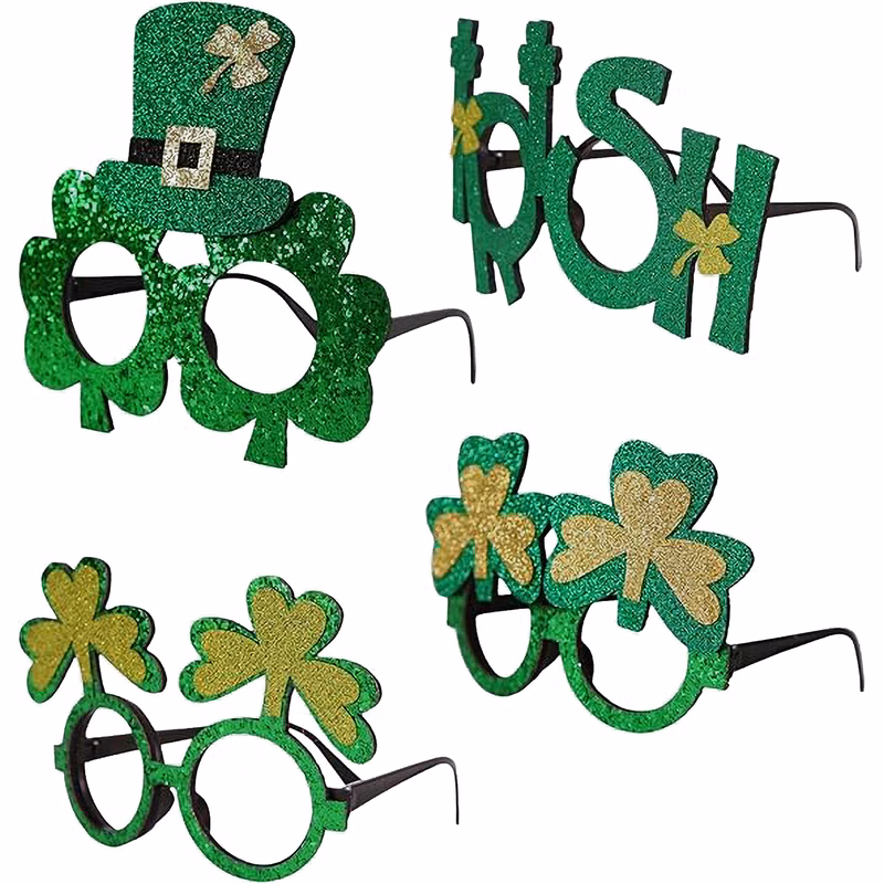 Irish-Themed Sparkling Glasses Construction St.Patrick's Day