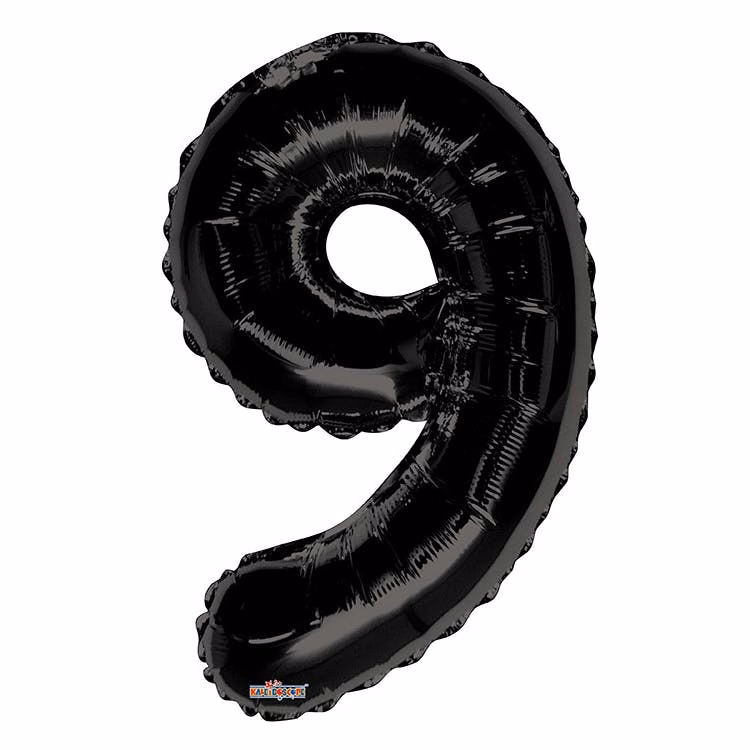 Mylar Number 9 Balloons - Black 34"