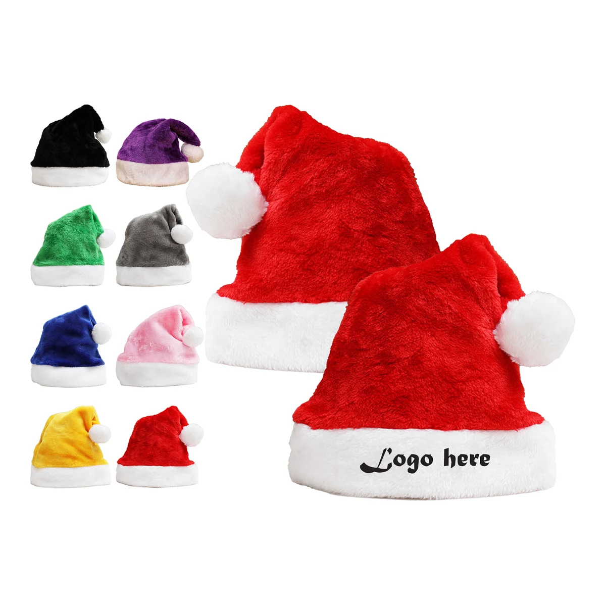 Embroidered Soft Short Plush Santa Hat 1