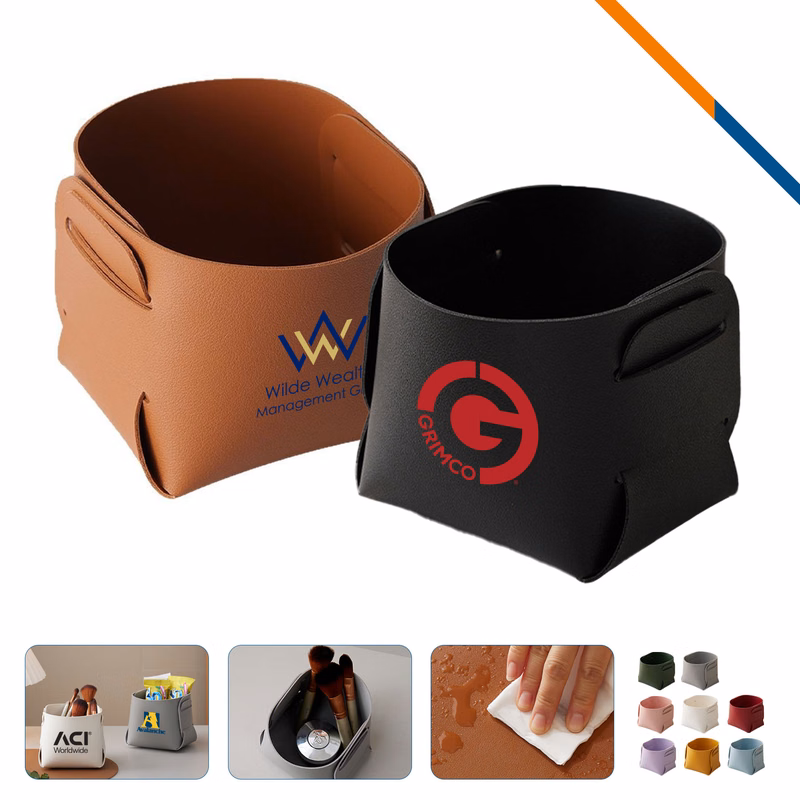 TidyLea PU Leather Foldable Desktop Storage Box