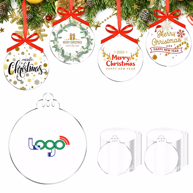 Custom Printed Transparent Acrylic Hanging Disc With Ribbon
