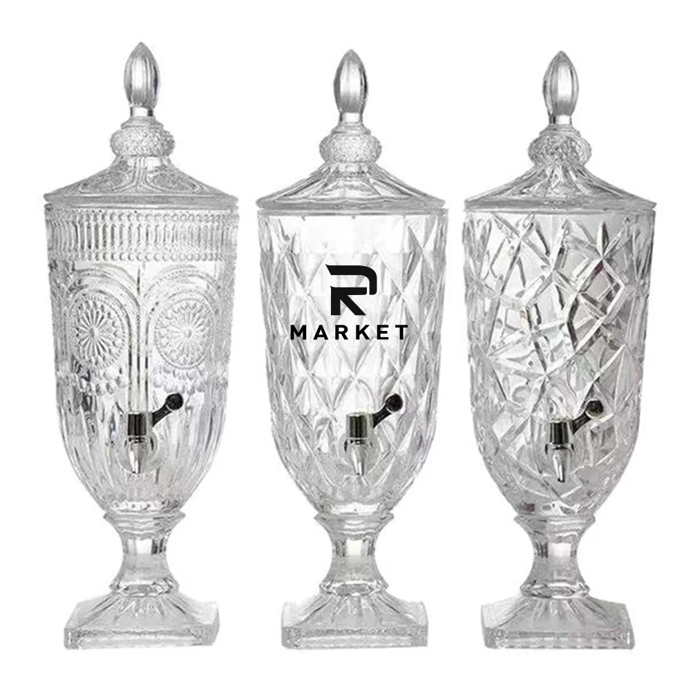 Clear Hammered Glass Jug Beverage Dispensers 1
