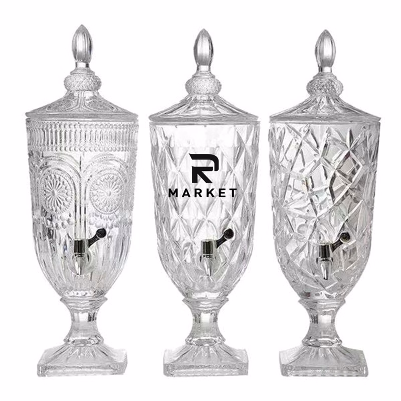 Clear Hammered Glass Jug Beverage Dispensers