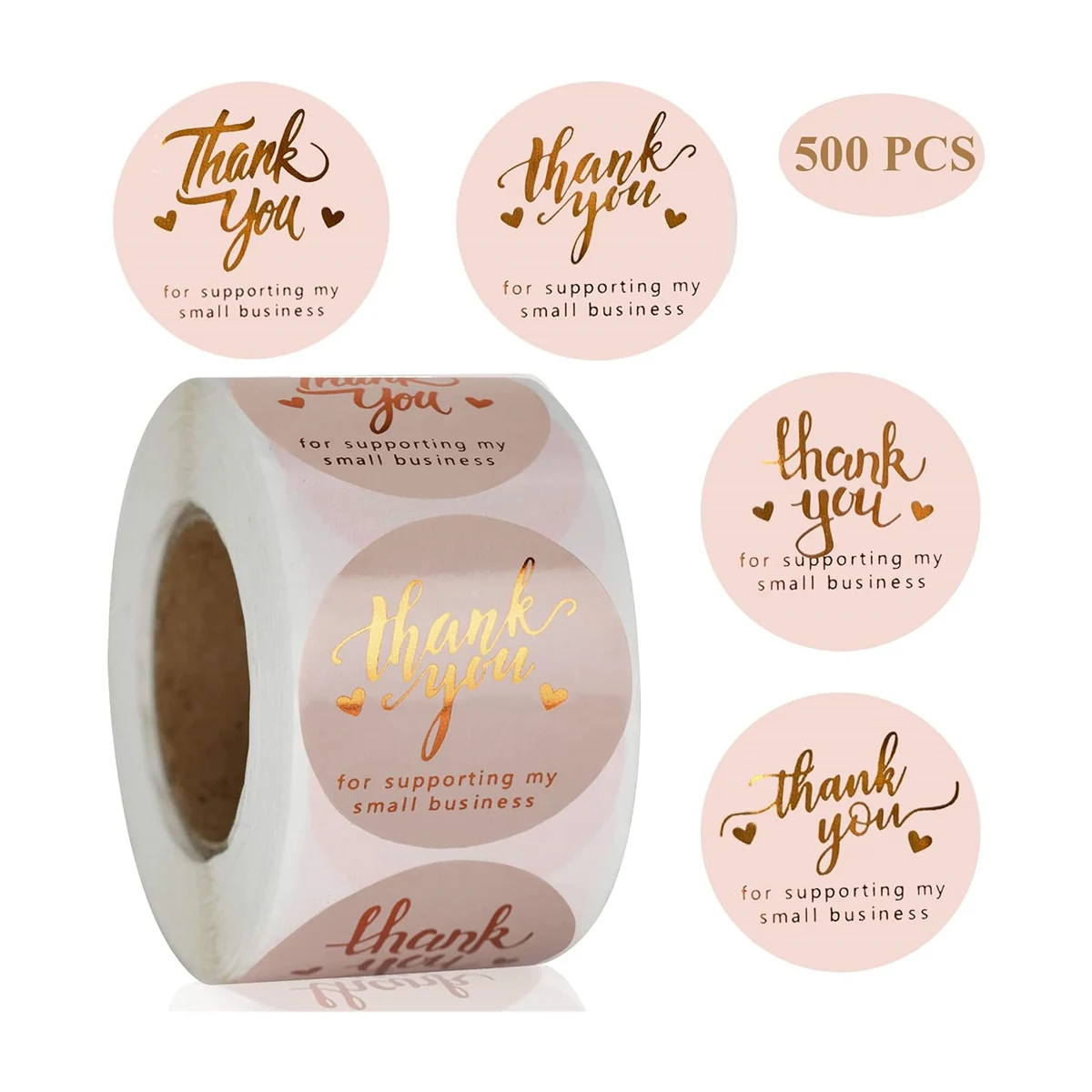 Pink Foil Thank You Stickers 1