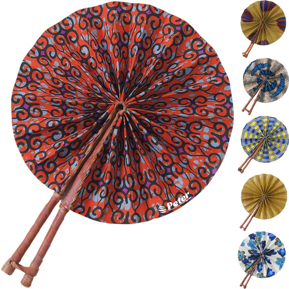 African Print Handheld Folding Fan 1
