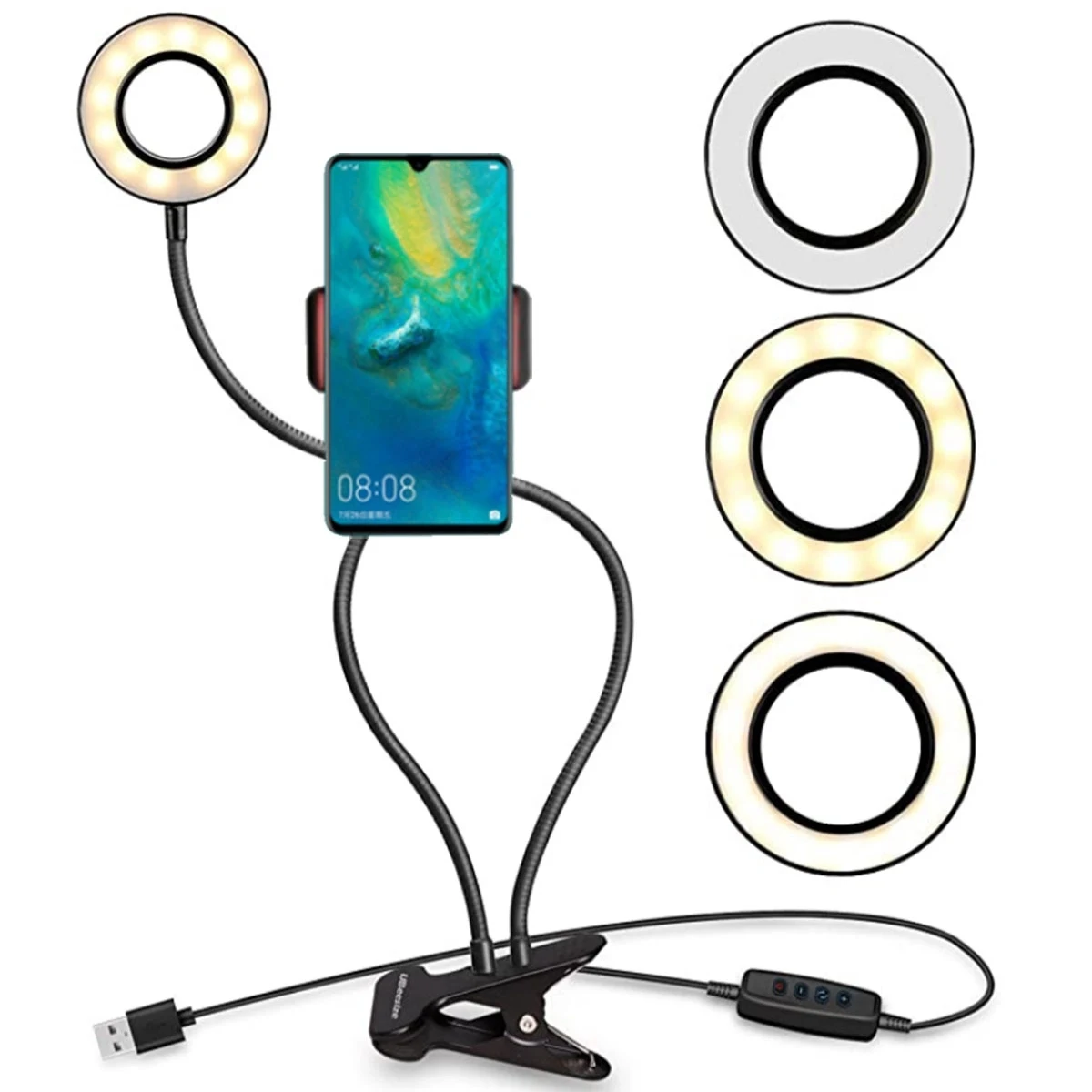 Adjustable 360 Rotating LED Ring Light With Phone Holder 1