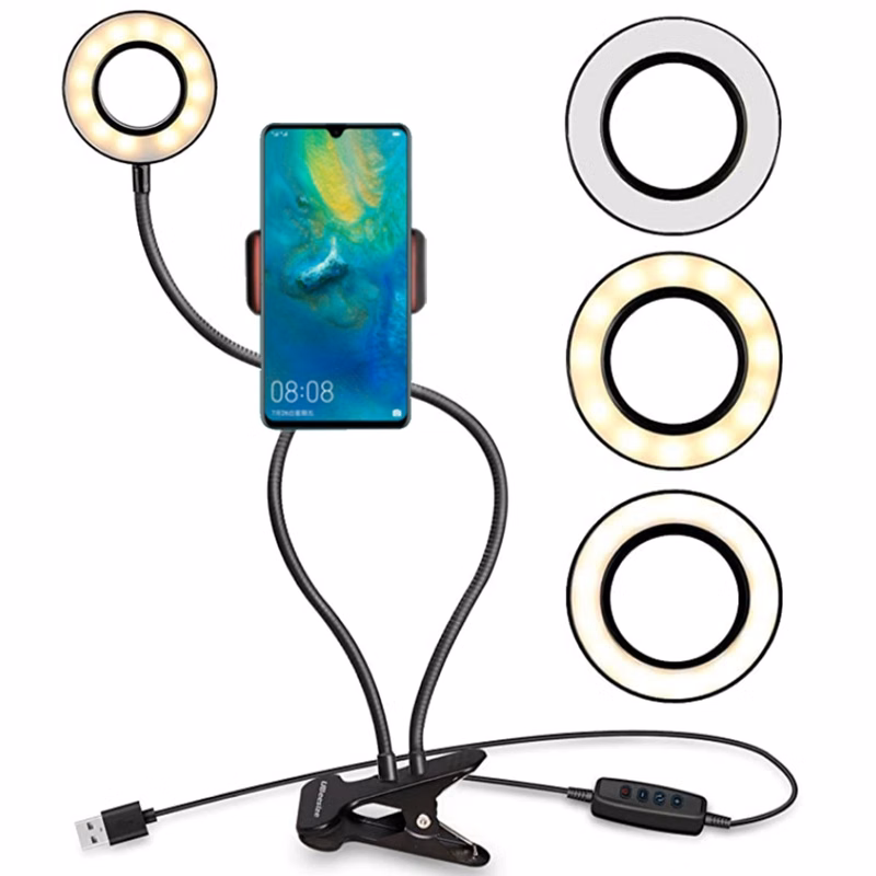 Adjustable 360 Rotating LED Ring Light With Phone Holder