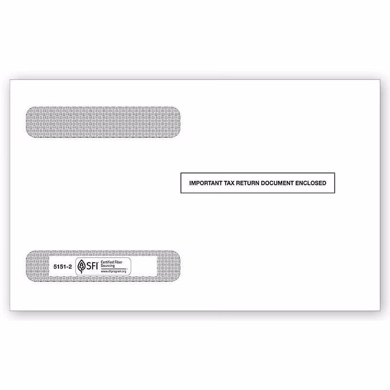Double-Window Envelopes, 4-Up Horiz. W-2 - 25/pk