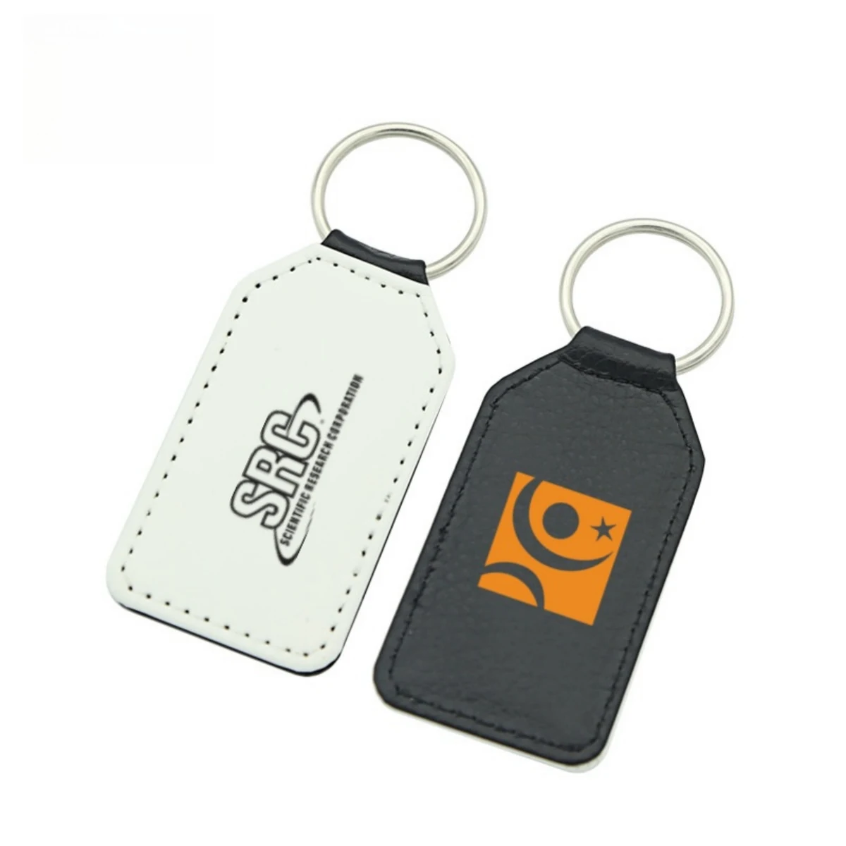 Chamfered Rectangle PU Leather Keychain 1