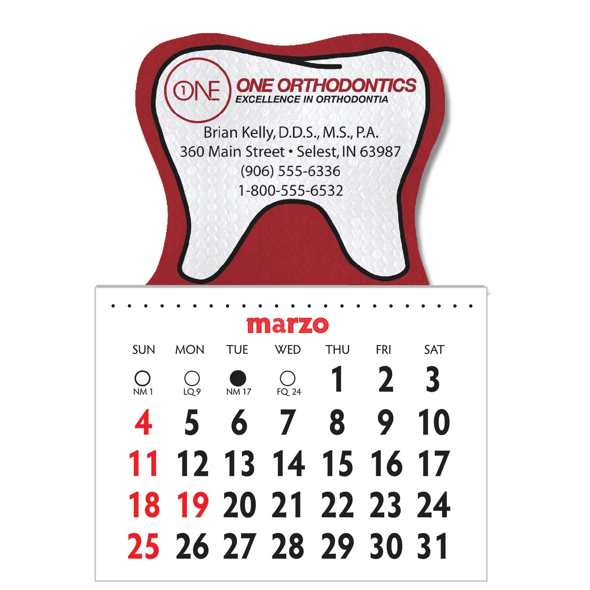 Designer Shaped Kwik-Stik 6 Mil Smooth Vinyl Spanish Calendar w/ Tooth Top 1