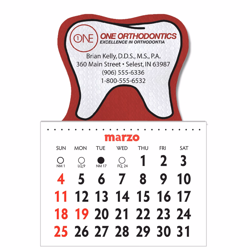 Designer Shaped Kwik-Stik 6 Mil Smooth Vinyl Spanish Calendar w/ Tooth Top