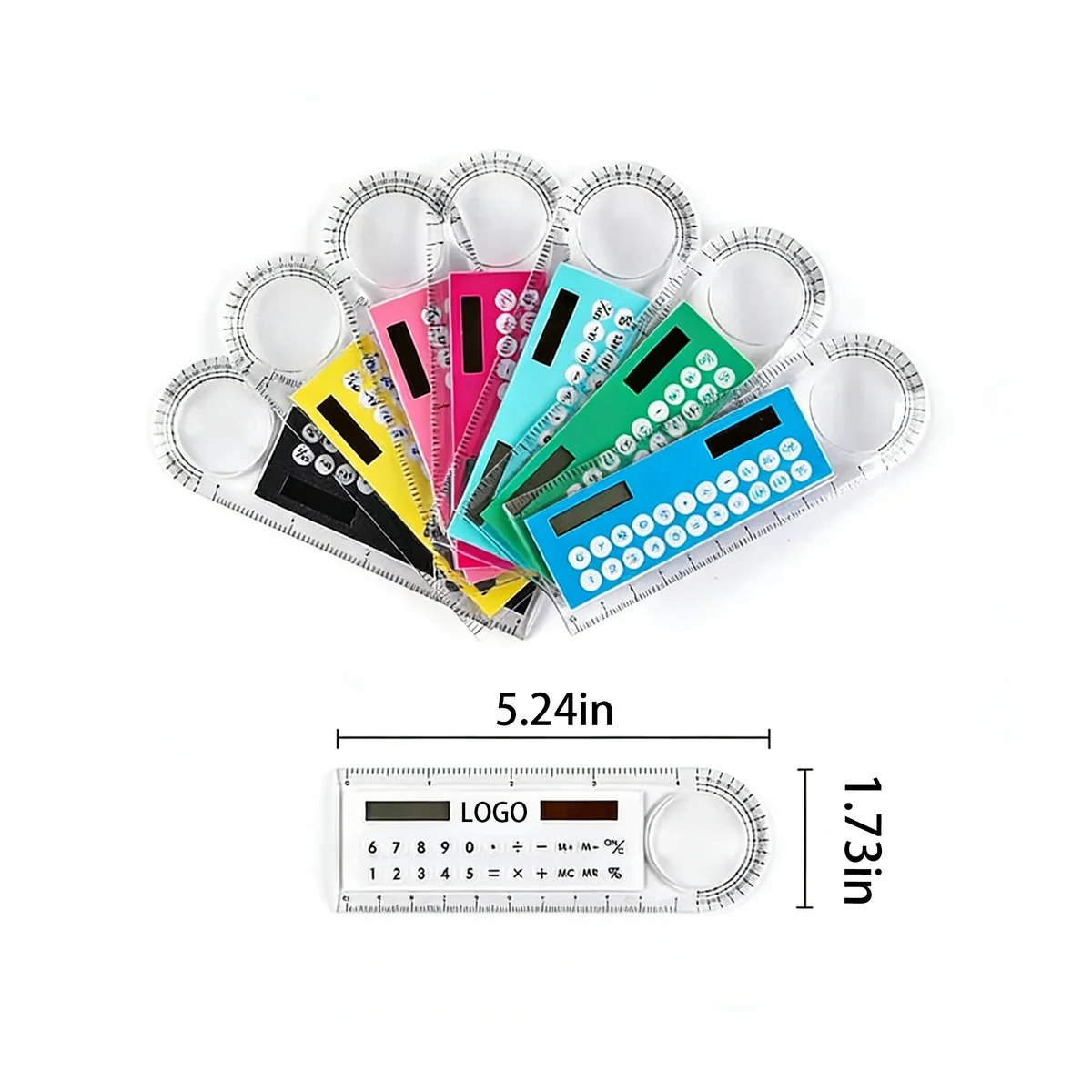 4-in-1 Custom Solar Powered Ruler Calculator w/Magnifier MOQ100 1