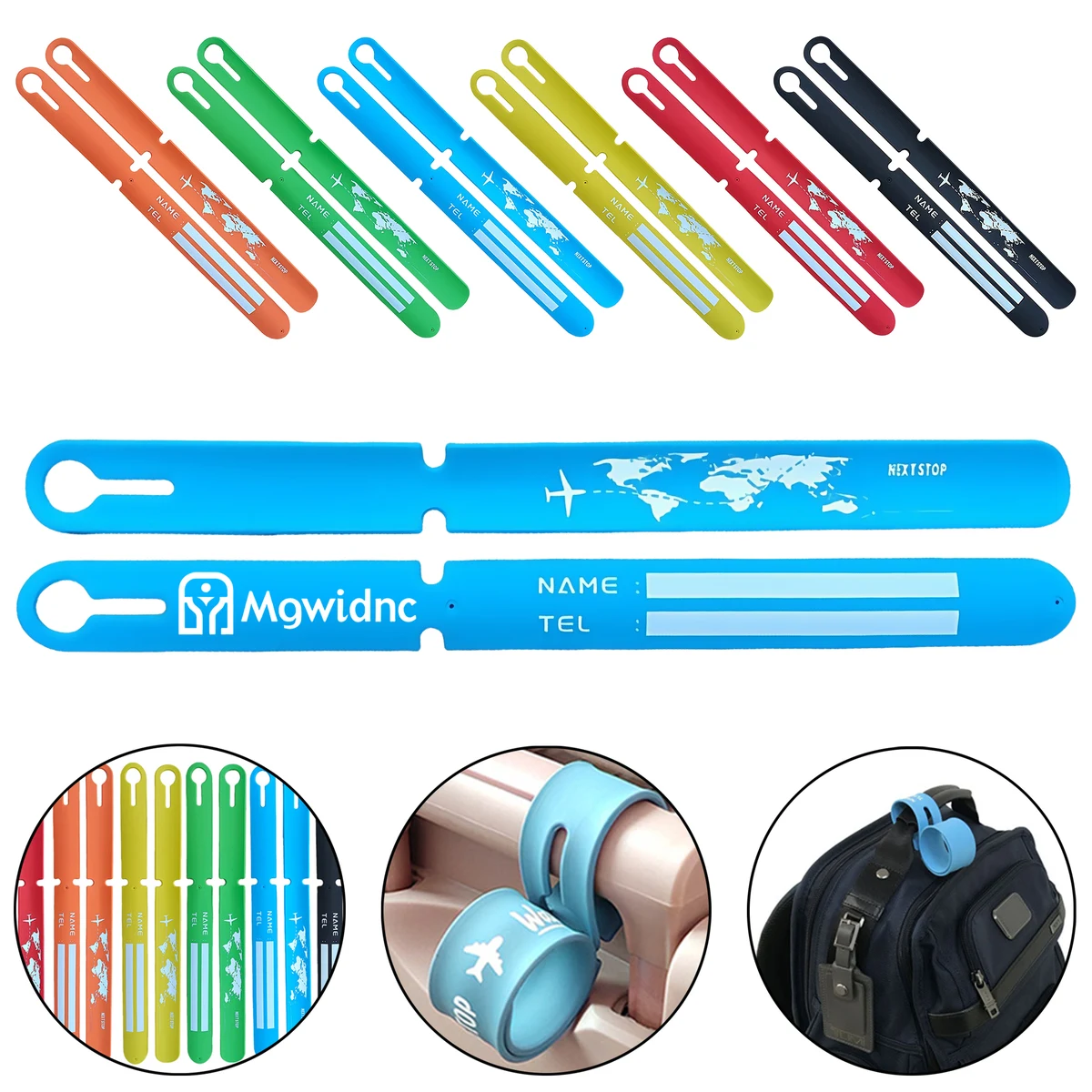 Reusable Silicone Luggage Tag Wristband for Travel Backpack Suitcase Anti-Loss Anti-Peeping 1