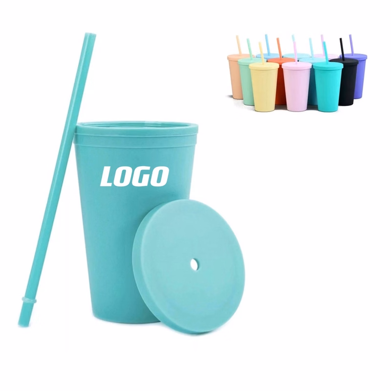 16Oz Double-Walled Tumbler With Straw
