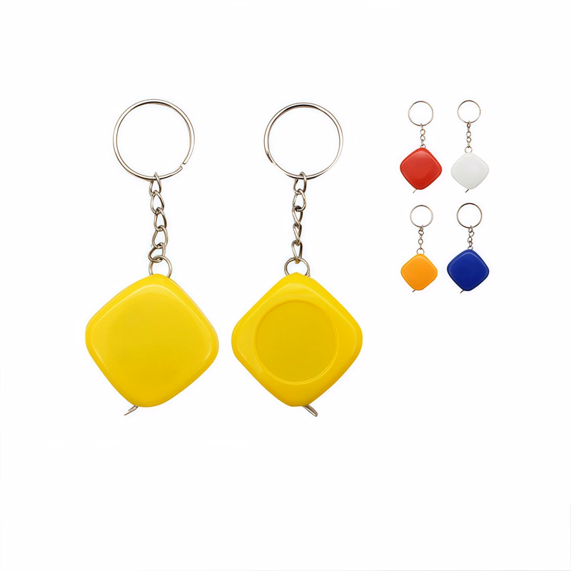 1 Meter Mini Square Shaped Steel Retractable Tape Measure W/ Keychain