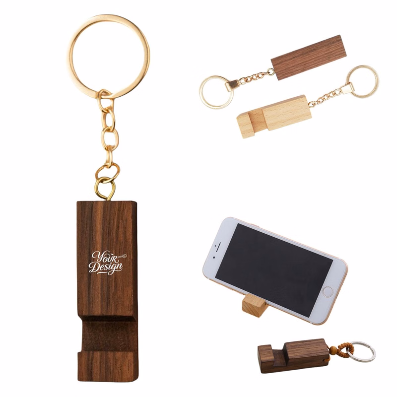 Wooden Phone Stand Keychain