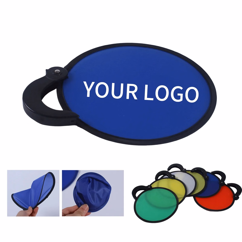 Folding Disc Hand Fan Polyester 10 Inch