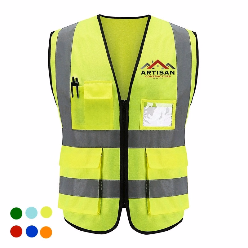 Safety Reflective Vest with Pockets and Zipper