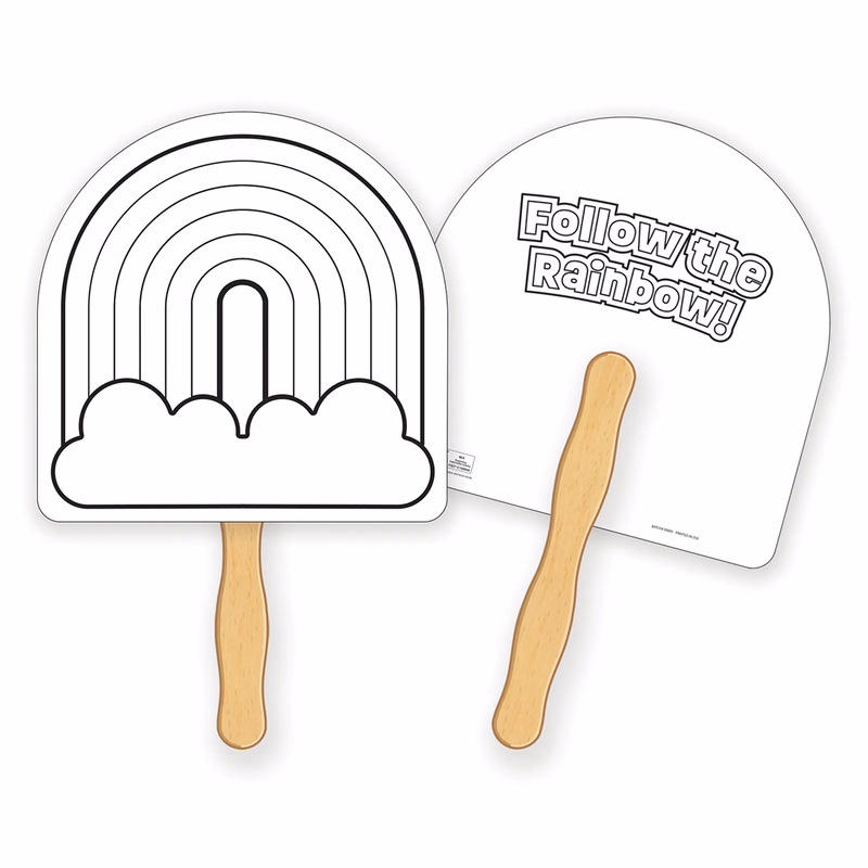 HAND FANS - Coloring Fan, Rainbow Shape