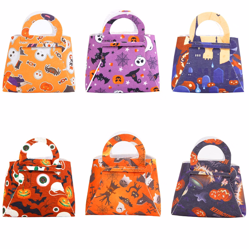 Halloween Candy Bags/ Felt Children's Pumpkin Tote Bag /Handmade Party Favors Bags
