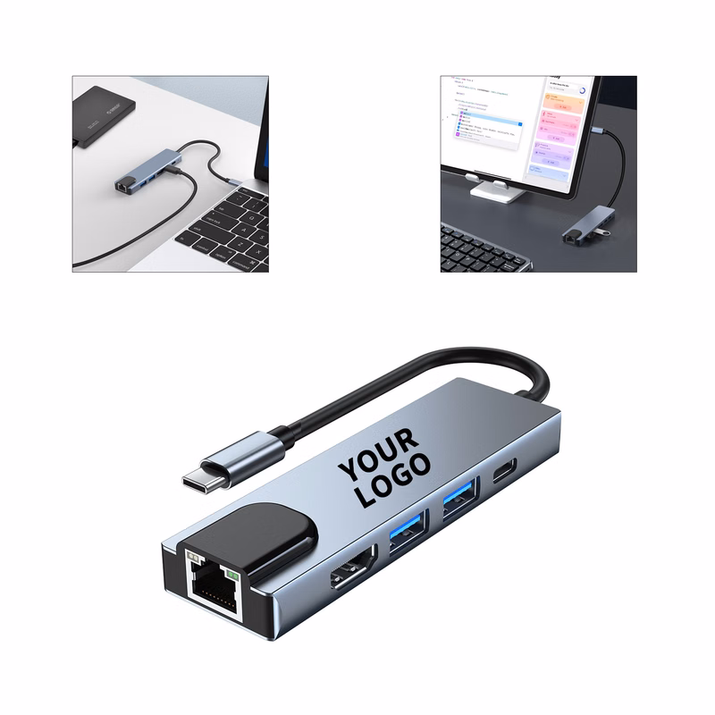 Type C Universal Serial Bus Hub 8" 1 With High Definition Multimedia Interface Ethernet 6" x 1