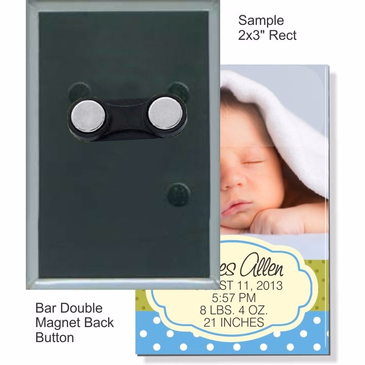 Bar Double Magnet 2 X 3 Inch Rectangular Button