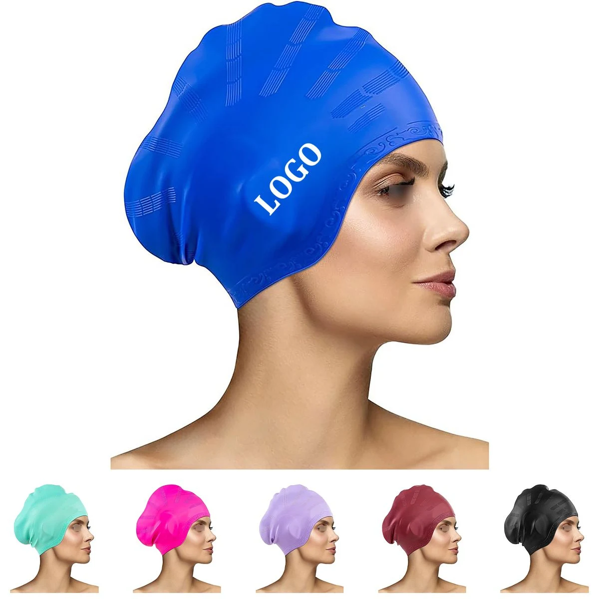 Long Hair Silicone Swimming Cap 1