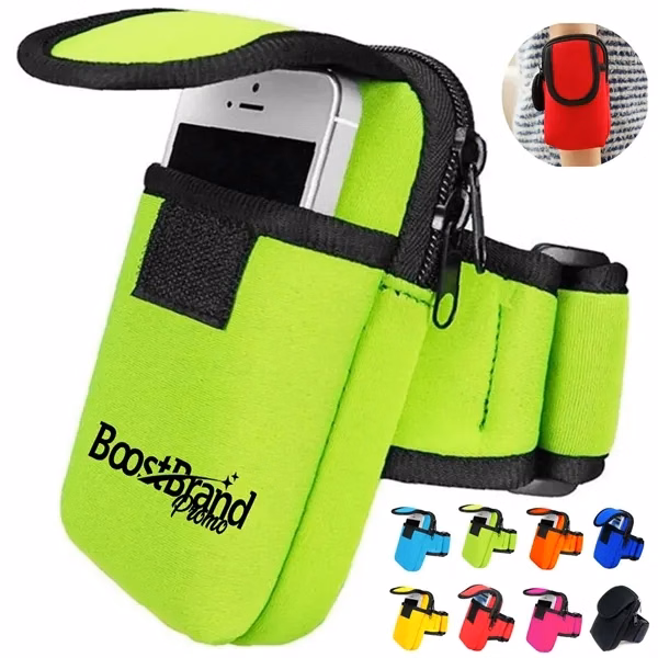 Custom Adjustable Sports Armband Phone Holder with Sweat Protection — Athletic Gear