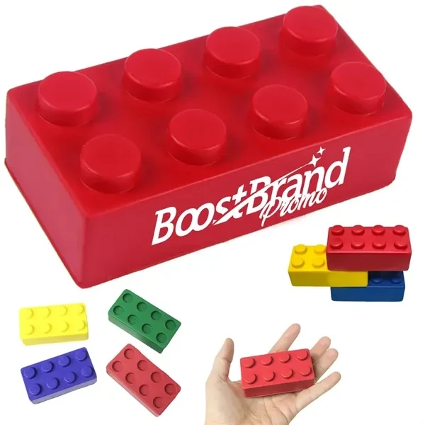 Custom Colorful PU Foam Building Block Reliever — Office & Employee Wellness Giveaway 1