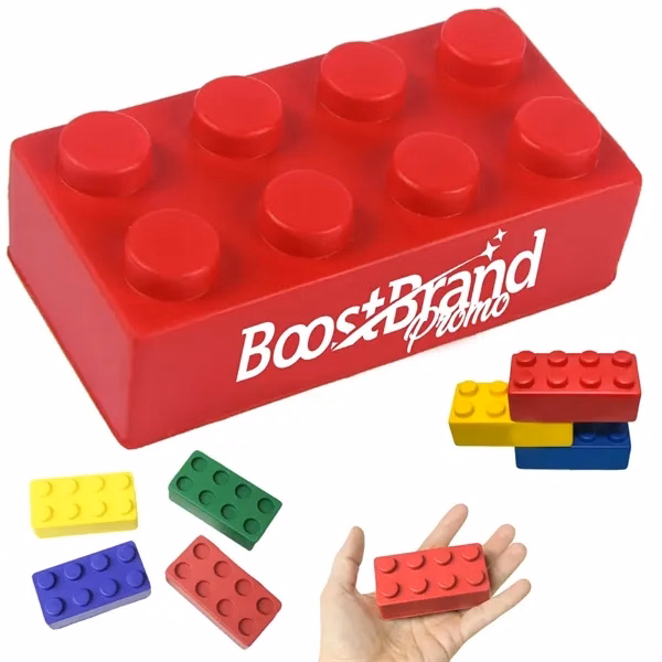 Custom Colorful PU Foam Building Block Reliever — Office & Employee Wellness Giveaway