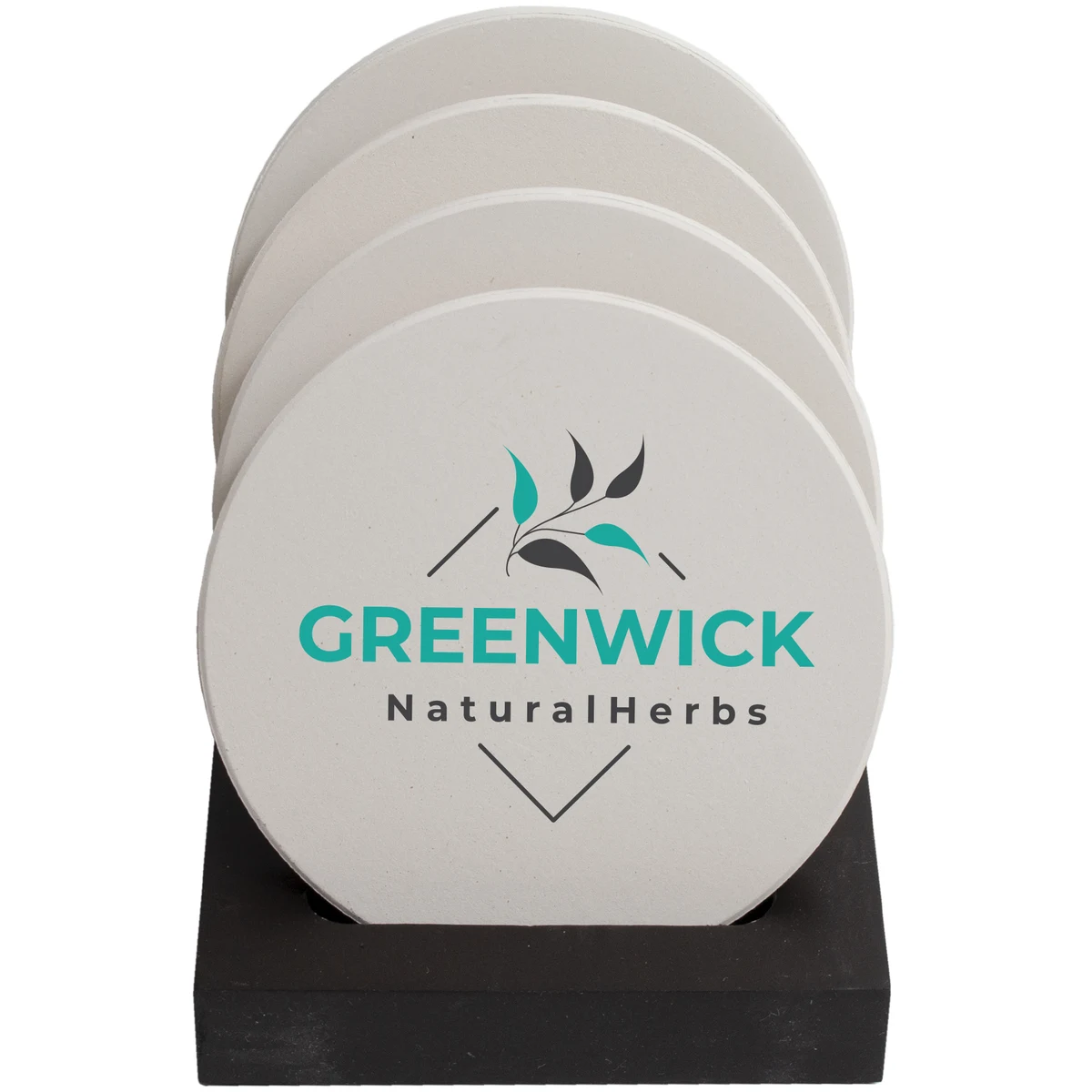 Round Ceramic Coaster: 4 Pc. Set with Stand 1