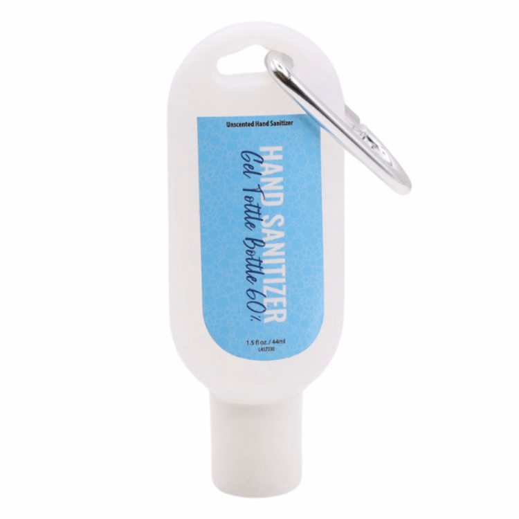 60% Hand Sanitizer Gel Tottle 1.5 fl oz with Carabiner