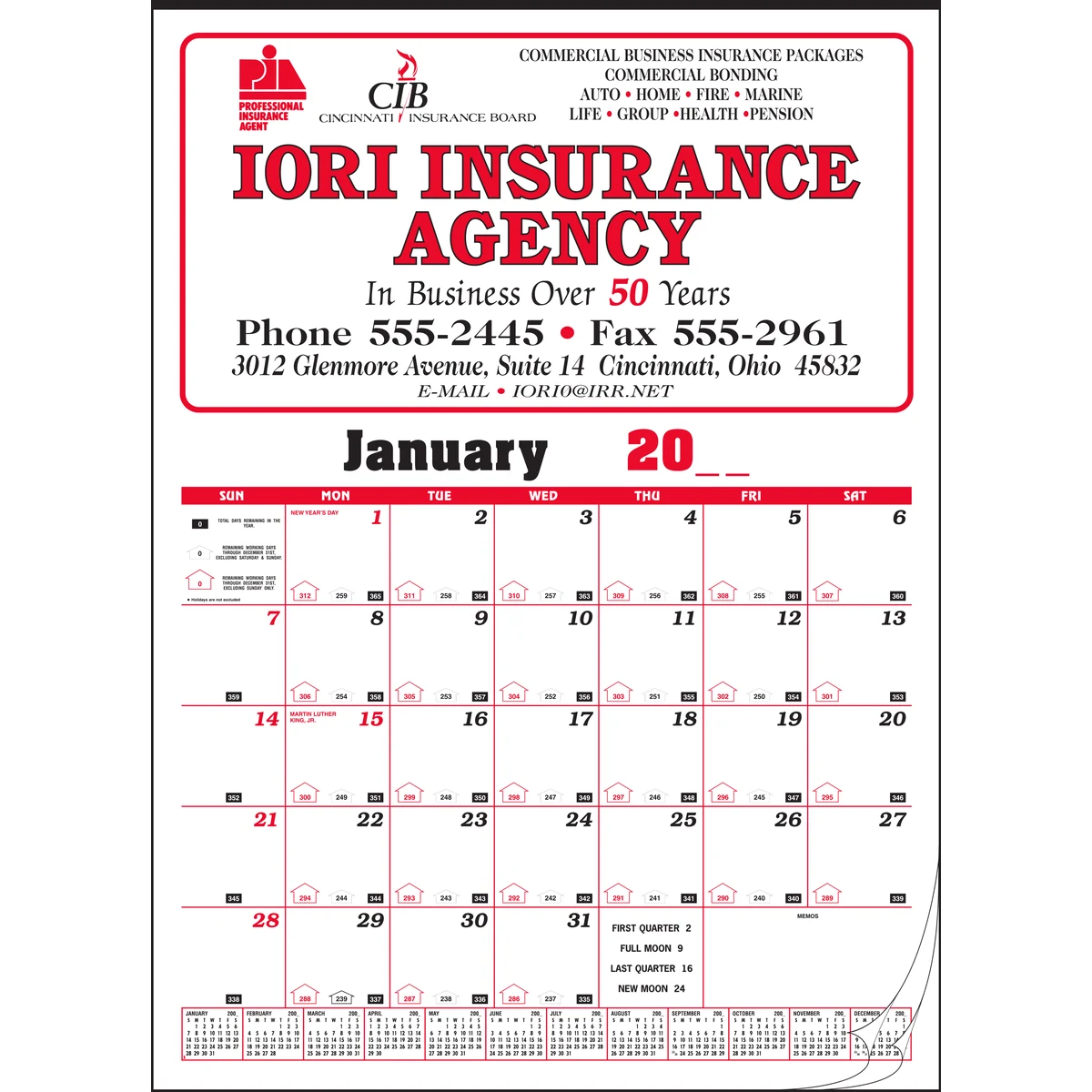 Style 75 Contractor's Bid Twelve Sheet Calendar 1
