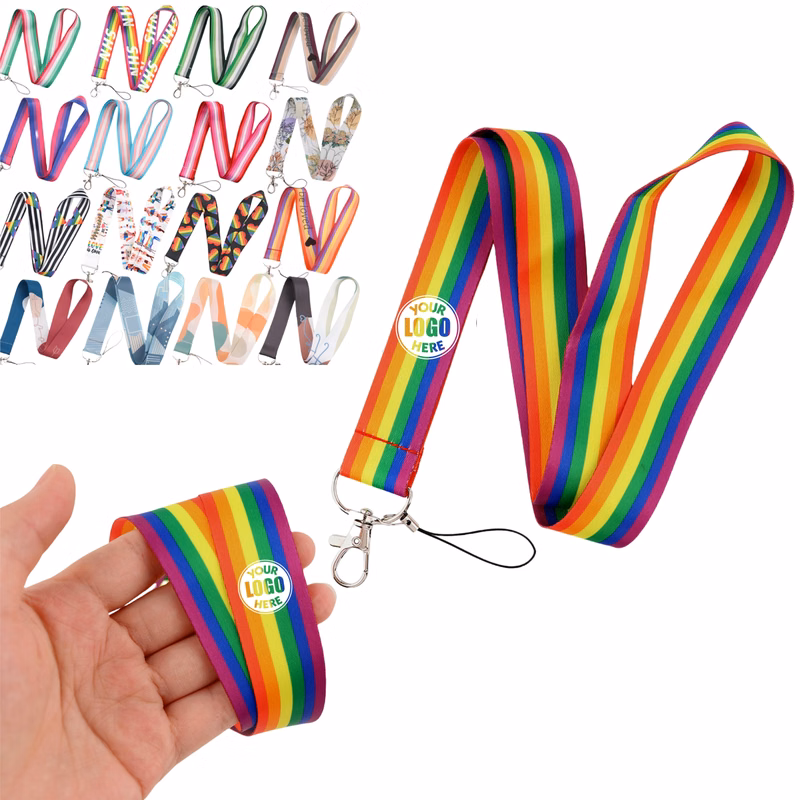 Rainbow Lanyard Neck Strap w/Keychain
