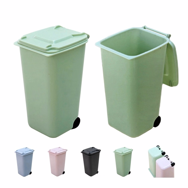 Mini Wheel Bin Classified Desktop Trash Cans MOQ 50pcs