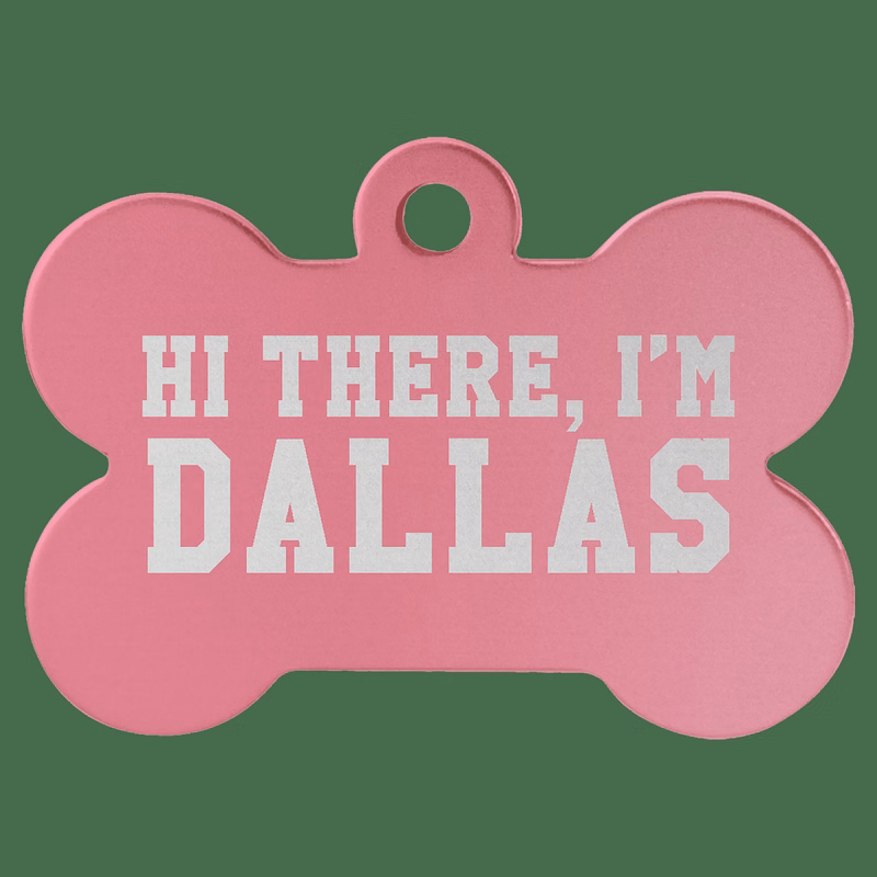 1 1/2" x 1" Pink Anodized Aluminum Bone Pet Tag