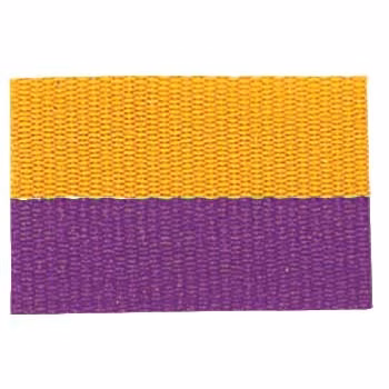 Purple/Gold "V" Neck Ribbon with Clip, 1 1/2" wide