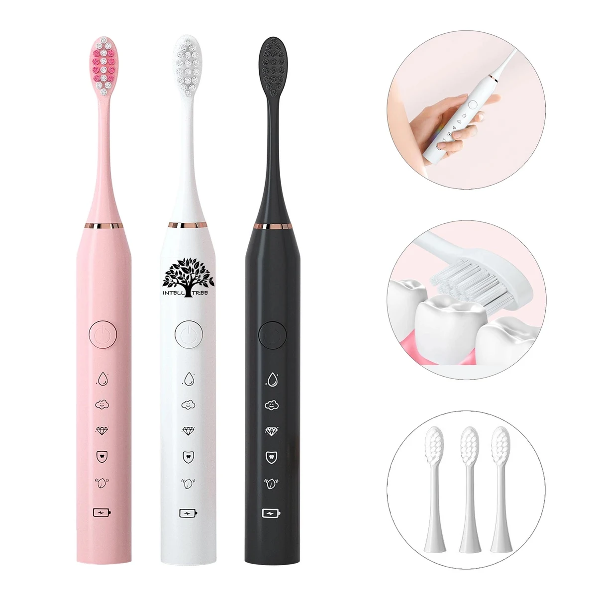 Electric Toothbrush With 3 Heads Rechargeable 1