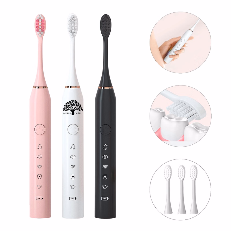 Electric Toothbrush With 3 Heads Rechargeable